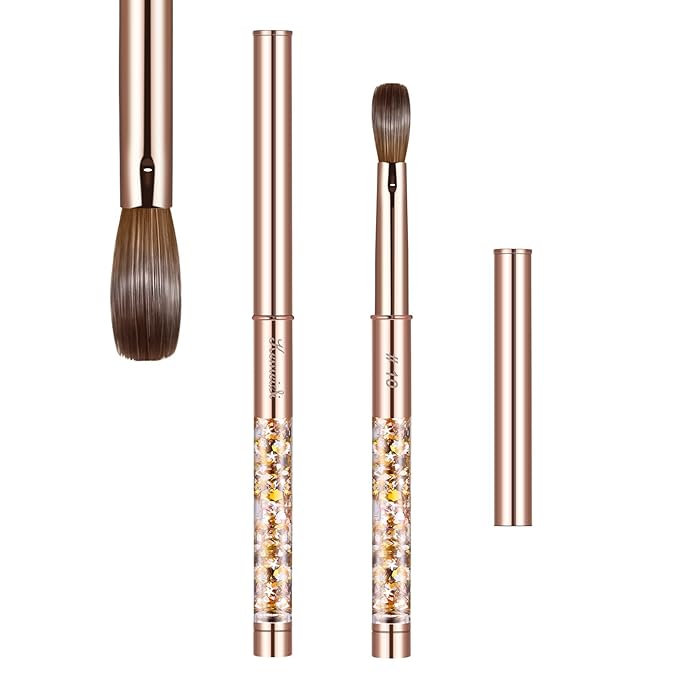 Acrylic Nail Brush Size 10,KEMEISI 100% Pure Kolinsky Nail Art Brushes Sturdy Handle Oval Shaped Acrylic Powder Nail Design Tools for Professional Manicure DIY Home Salon (Gold)-Velvo Beauty
