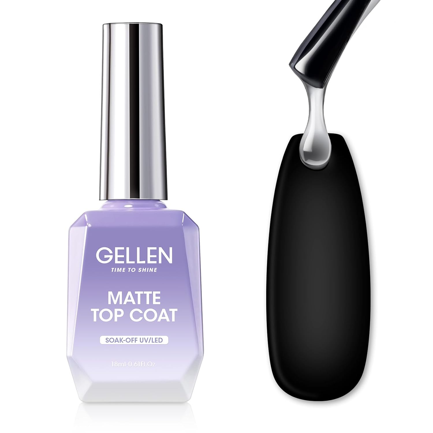 GELLEN Matte Top Coat Gel Nail Polish, 18ml Matte No Wipe Top Coat Soak Off Nail Lamp Gel, Seals in Color, Prevent Scratches or Chipping, Long Lasting DIY Home Nail Salon-Velvo Beauty