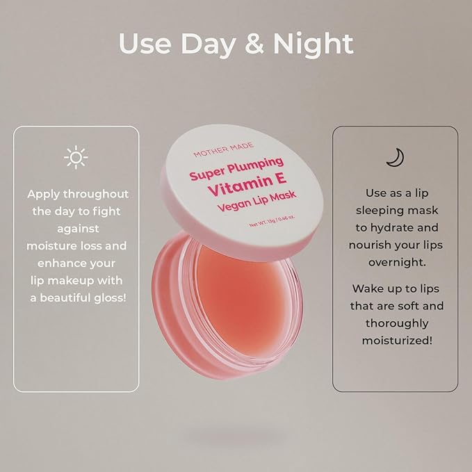 Natural Plumping Vitamin E Lip Mask, 0.46 Oz | Hydrating Lip Moisturizer For Soft, Smooth, Plump Lips, With Organic Shea Butter, Vegan Waxes, Collagen Boosters, Korean Skincare, Lip Gloss-Velvo Beauty