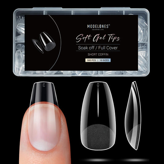 Modelones Short Coffin Nail Tips - 500Pcs Fake Nails Gel Tips Half Matte Full Cover No Filed Stronger Press on for Manicure Extension Art DIY Salon 10 Sizes-Velvo Beauty