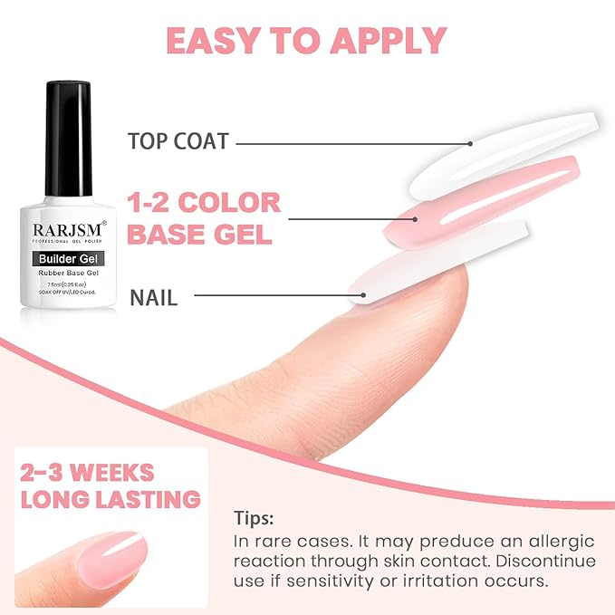 RARJSM Nude Rubber Base Gel Nail Polish Set Clear Sheer Milky White Opaque Pink Builder Base Gel in a Bottle Hard Extension Gel Skin Tone 6 Netural Colors Cured for Nails at Home Salon DIY Beginner-Velvo Beauty