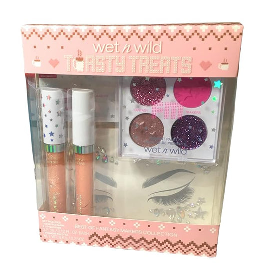(1) Wet n Wild Toasty Treats Best of Fantasy Makers Makeup Collection- Includes 1 Gem Face Mask, 2 Lip Glosses and 1 Pigment Palette-Velvo Beauty