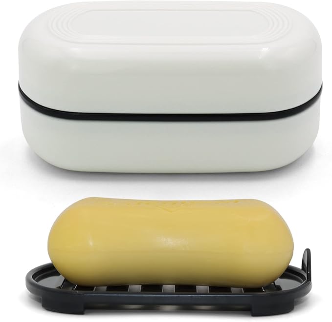 Travel Soap Container, Leakproof Soap Box, Travel Soap Holder with Removable Draining Layer, Portable Soap Case for Traveling, Camping, Gym (White, 1 Pack)-Velvo Beauty