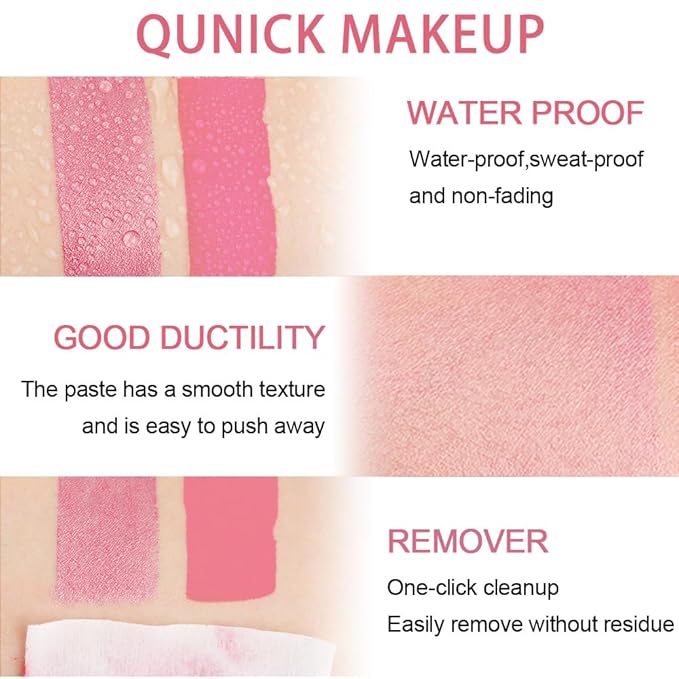 evpct 2Pcs Shimmer Pink Rose Cream Blush Stick for Cheeks Lips Tint Eyes Contour Highlighter Makeup Sticks Lightweight Hydrating formula rubor en crema para los cachetes 01 Dainty & 05 Sweet Heart-Velvo Beauty