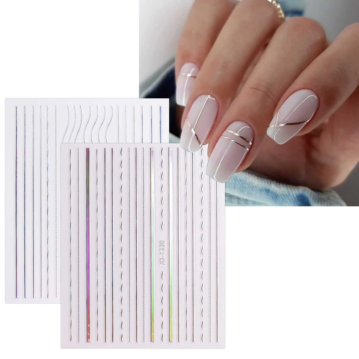 JMEOWIO 12 Sheets Aurora Nail Art Stickers Decals Self-Adhesive Pegatinas Uñas Glitter Holographic Nail Supplies Nail Art Design Decoration Accessories-Velvo Beauty
