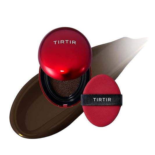 [*Mini Size*] TIRTIR Mask Fit Red Cushion Foundation | Full coverage, Weightless, Skin fit, Satin Glow Finish, Korean Makeup, beauty, Tattoo cover up, Buildable (#55N Espresso, 0.15 Fl Oz)-Velvo Beauty