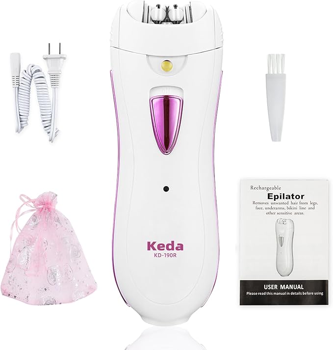 Epilator for Women, Smooth Glide Epilator for Face, Rechargeable Facial Epilator Hair Removal Face Trimmer Device with LED Light for Facial Armpit Bikini and Leg-Velvo Beauty