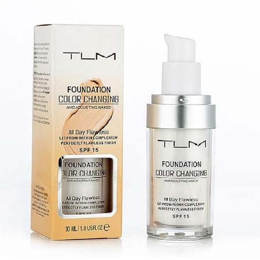 TLM Foundation Color Changing,TLM Colour Changing Liquid Foundation Hides Wrinkles & Lines,BB Cream Makeup Base Concealer Cover Moisturizing Fluid for all Skin Tone SPF15(30ML)-Velvo Beauty