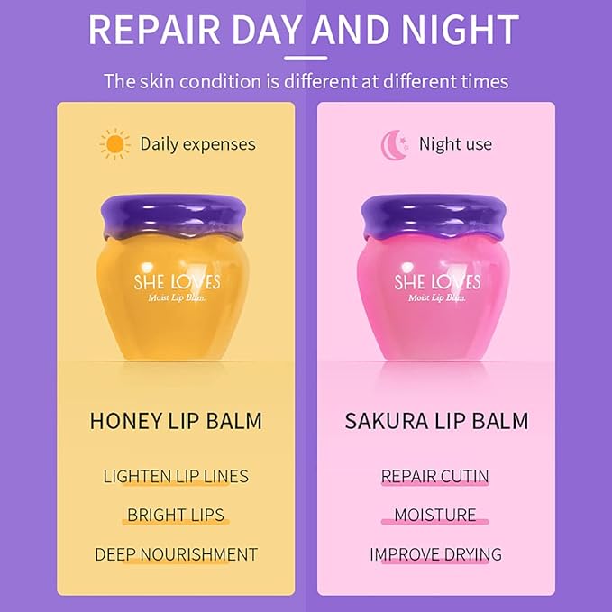 Honey Lip Mask with Stick, Day & Night Repair Deep Moisture and Fade Lip Lines, Vitamin E & Beeswax Essence Natural Lip Enhancer Care Sleeping Lip Mask (Honey for Day Use)-Velvo Beauty