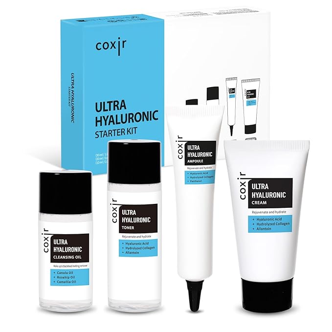 coxir ULTRA HYALURONIC STARTER KIT /cleansing oil+toner+ampoule+cream tralvel kit/[2.68 fl.oz (Pack of 1)]-Velvo Beauty