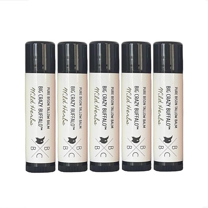 Pure Bison Tallow Lip Balm, Wild Herb, (5 pack) - Rosemary & Lavender, Moisturizing, Non-Habit Forming-Velvo Beauty