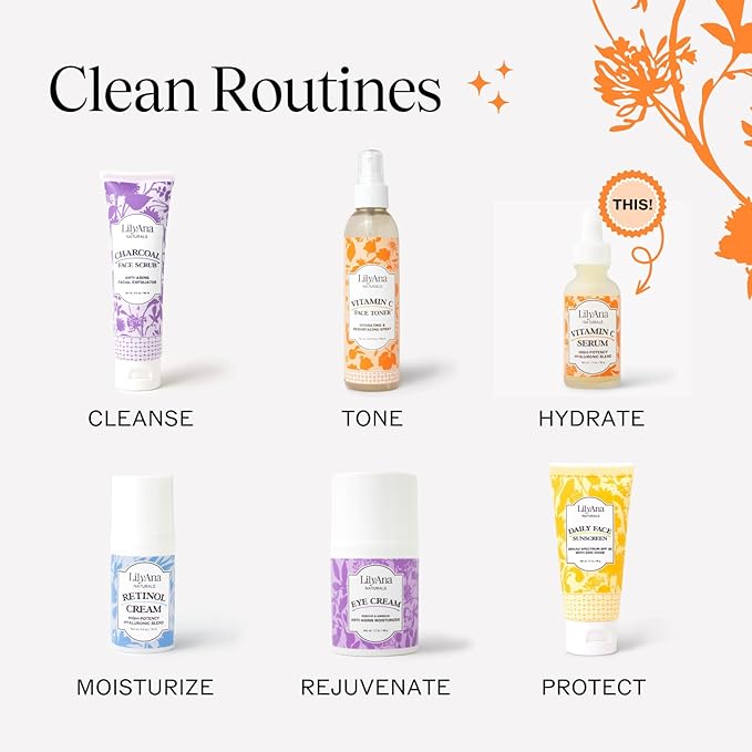 LilyAna Naturals Vitamin C Serum for Face - with Hyaluronic Acid and Vitamin E, Anti Aging Serum, Reduces Age Spots and Sun Damage, Promotes Collagen and Elastin (Double Pack)-Velvo Beauty