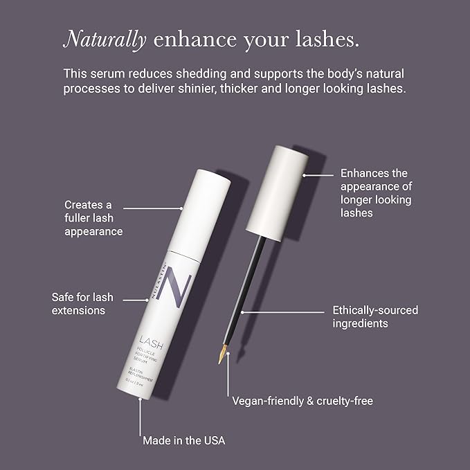 NULASTIN Eyelash Serum for Thicker Looking Lashes - Follicle Fortifying LASH Serum - Clinically Tested Eyelash Enhancing with Keratin - From the Experts in Brows and Lashes (0.1 Fl Oz)-Velvo Beauty