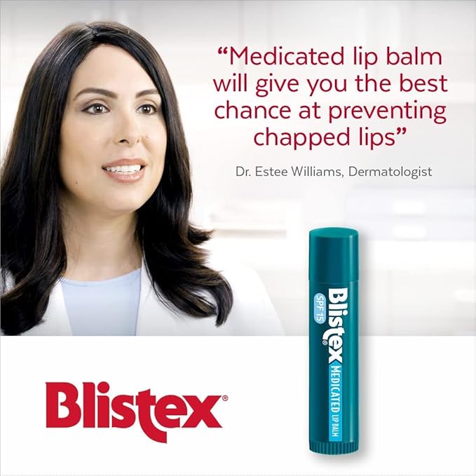 Blistex Medicated Lip Balm, 0.15 Ounce, 3 Count (Pack of 1) Prevent Dryness & Chapping, SPF 15 Sun Protection, Seals in Moisture, Hydrating Lip Balm, Easy Glide Formula for Full Coverage-Velvo Beauty