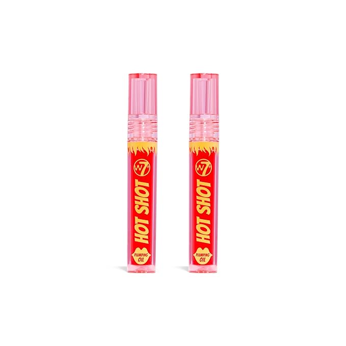 W7 Hot Shot Plumping Oil Bundle - Enhancing & Repairing Plump Effect For Fuller Lips - Clear & Soft, Natural, Everyday Lip Care - 2 Pack-Velvo Beauty