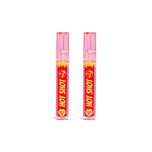 W7 Hot Shot Plumping Oil Bundle - Enhancing & Repairing Plump Effect For Fuller Lips - Clear & Soft, Natural, Everyday Lip Care - 2 Pack-Velvo Beauty