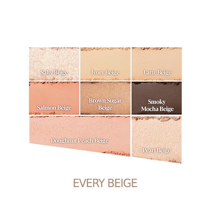Espoir Real Eye Palette All New #1 Every Beige 0.26 oz 7.5g | Multi-Use Long-Lasting Blendable 8 Colors Natural Glitter Soft veil matte Makeup Eyeshadow Palette for Various Makeup Looks| Korean Makeup-Velvo Beauty