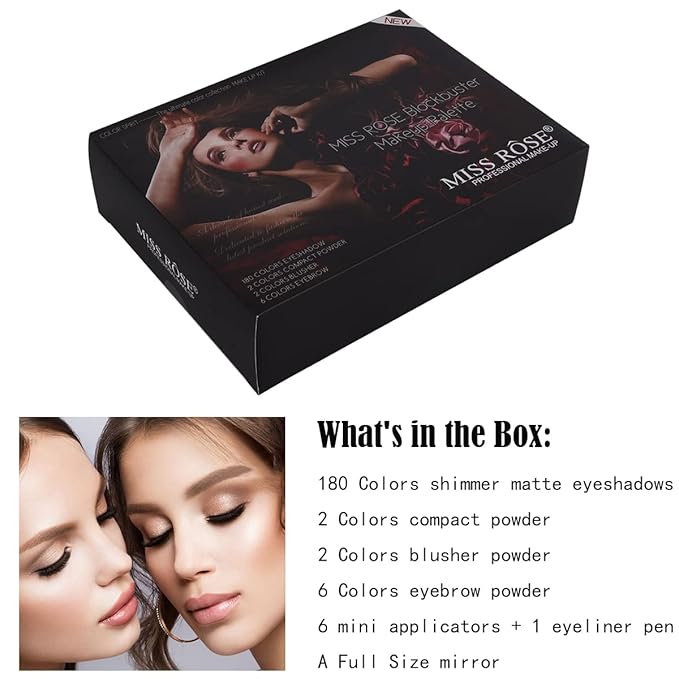 190 Colors Cosmetic Make up Piano Box Set,Combination with Eyeshadow /Facial Blusher /Eyebrow Powder /Eyeliner Pencil /Mirror,All-in-1 Makeup Gift Set (Color A)-Velvo Beauty