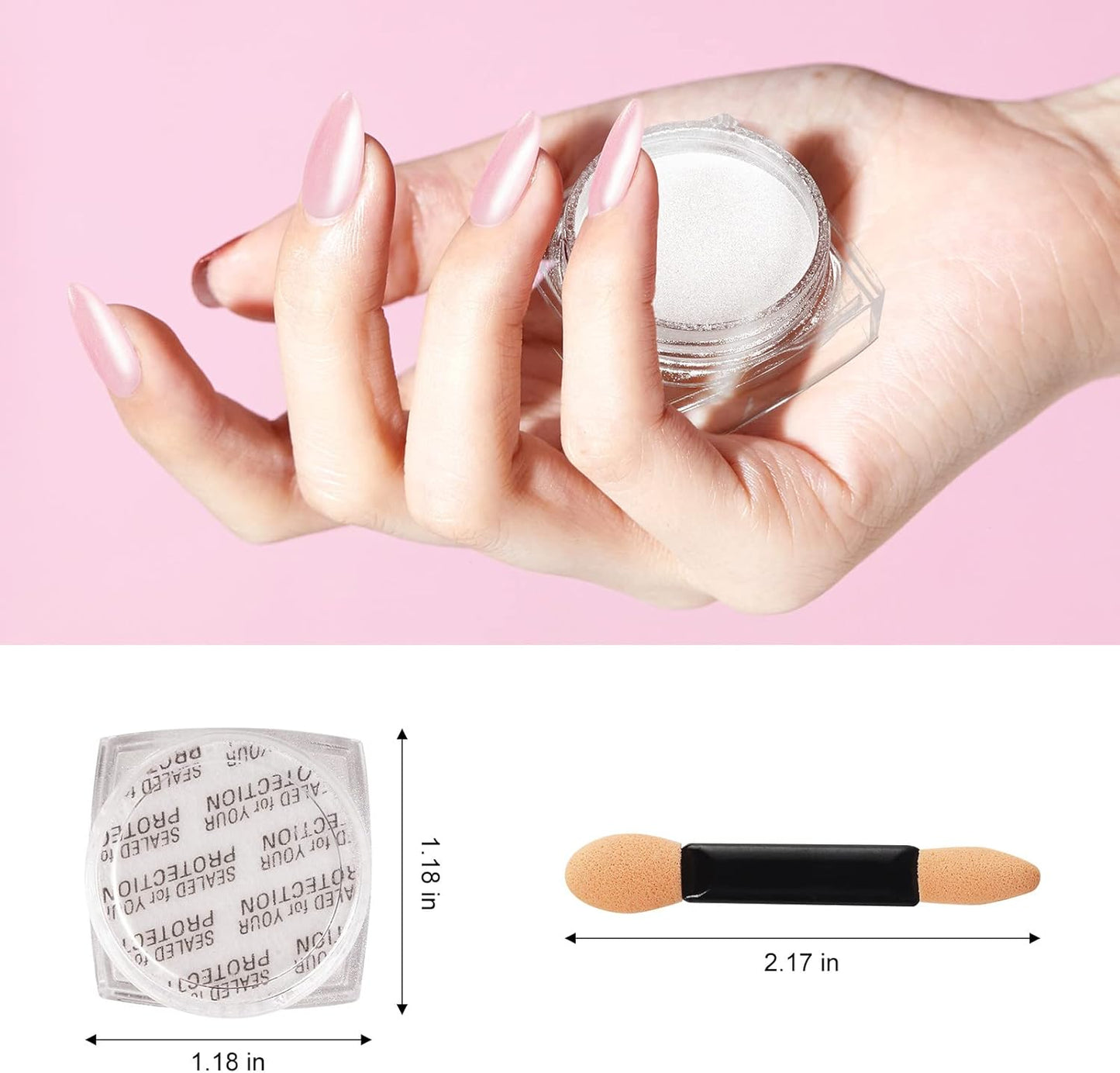 Artdone 2PCS White Pearl Chrome Nail Powder,Iridescent Aurora Powder Metallic Mirror Effect Pigment Pearlescent Mermaid Pigmen for Nail Art Manicure Decoration Sets-Velvo Beauty