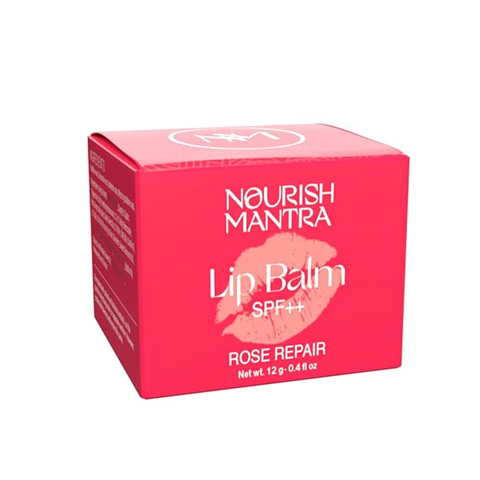 Nourish Mantra Rose Repair Lip Balm with SPF | Made with Rose Extracts, Olive oil, Shea Butter, Vitamin E & Avocado Oil | For Dry, Chapped and Dark Lips | Best for Both Women and Men | 12g-Velvo Beauty