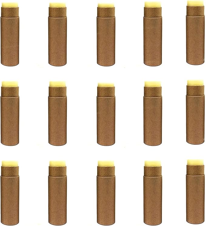 12 Pcs 0.3 Oz Paperboard Lip Balm Tubes 10ml Empty Cardboard Krafts Tubes Lipstick Tube Refillable Lip Gloss Container Solid Perfume Tubes Chapstick Container for DIY Cosmetic Samples Deodorant(Brown)-Velvo Beauty