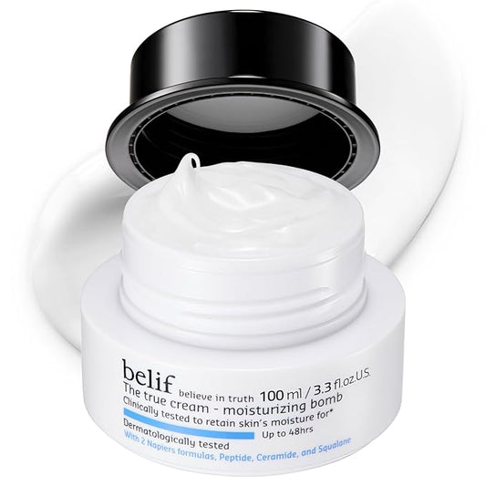 belif Moisturizing Bomb – Daily Ceramide Moisturizer with Peptide & Squalane, 48hr Hydration & Anti-Aging Cream, Milky & Lightweight, Restores Skin Barrier, Korean Skincare, 3.3 fl oz (100ml)-Velvo Beauty