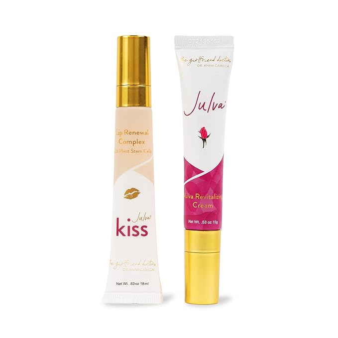 Lip Duo by Dr. Anna Cabeca - Julva Revitalizing Feminine Cream Personal Moisturizer and Julva Kiss Lip Renewal Complex-Velvo Beauty