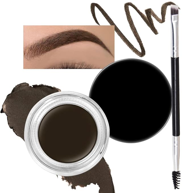evpct Ebony Eyebrow Powder Pomade Gel Shaper Makeup Kit with Dual-ended Brush, Eyebrow Stencils Kit for Women Shaping, Eye Brow Pomade Stencil Shaper Tinting kits for Women, Long Lasting Waterproof-Velvo Beauty