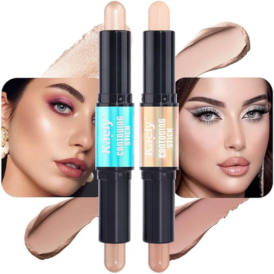 evpct 2in1 Face Shaping & Contouring Stick Cream Contour Concealer Bronzer Stick Makeup Kit for Beginner Face Highlighter Makeup Stick contorno maquillaje de maquillaje, NEW Fair + ORIGINAL Light-Velvo Beauty