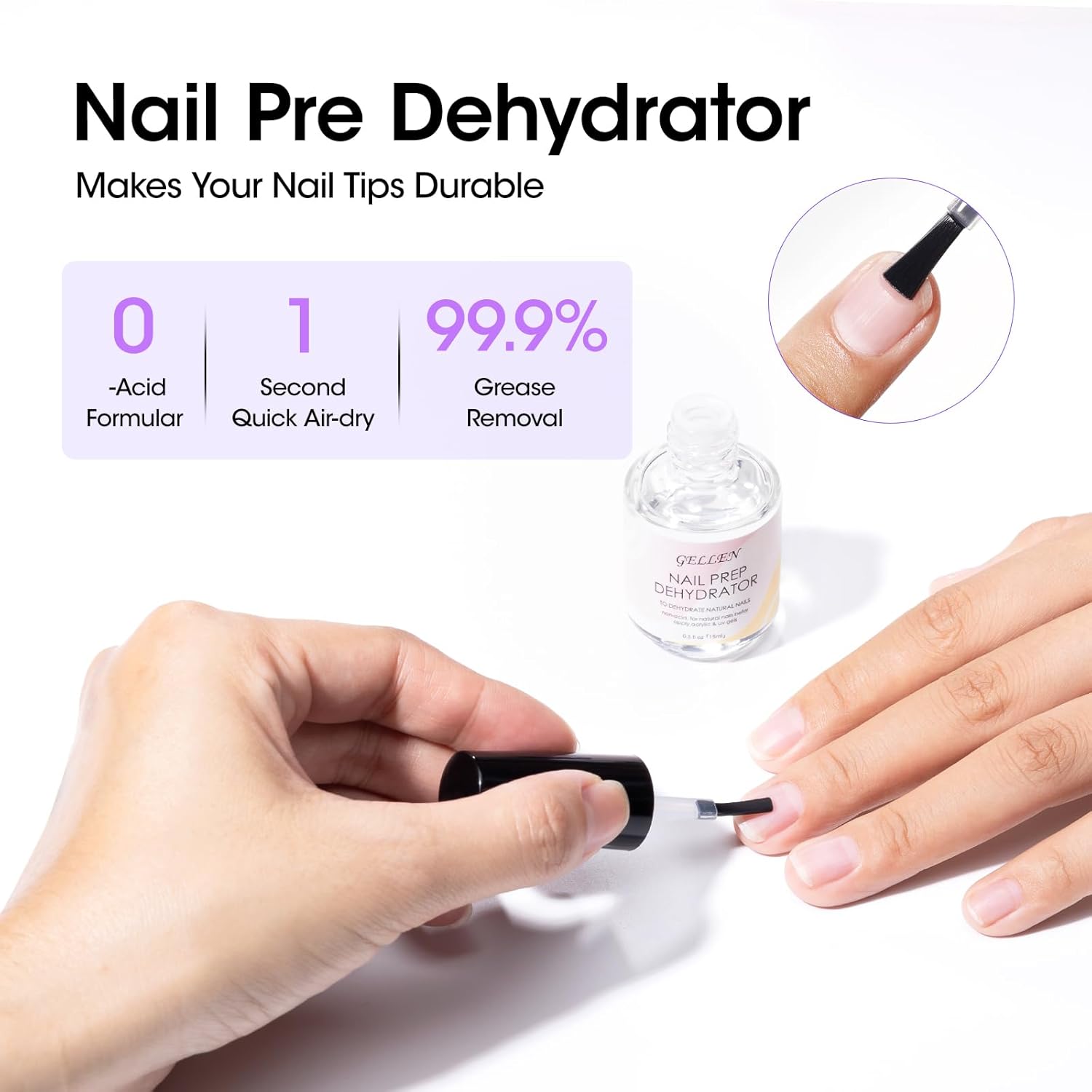 Gellen Gel Nail Glue and Nail Dehydrator, 15ml Nail Gel Glue for False Nail Tips and Clear Press on Nails, Acid Free Nail Prep Dehydrator, Soak Off UV Led Lamp Needed Strong Adhesive Nail Gel-Velvo Beauty