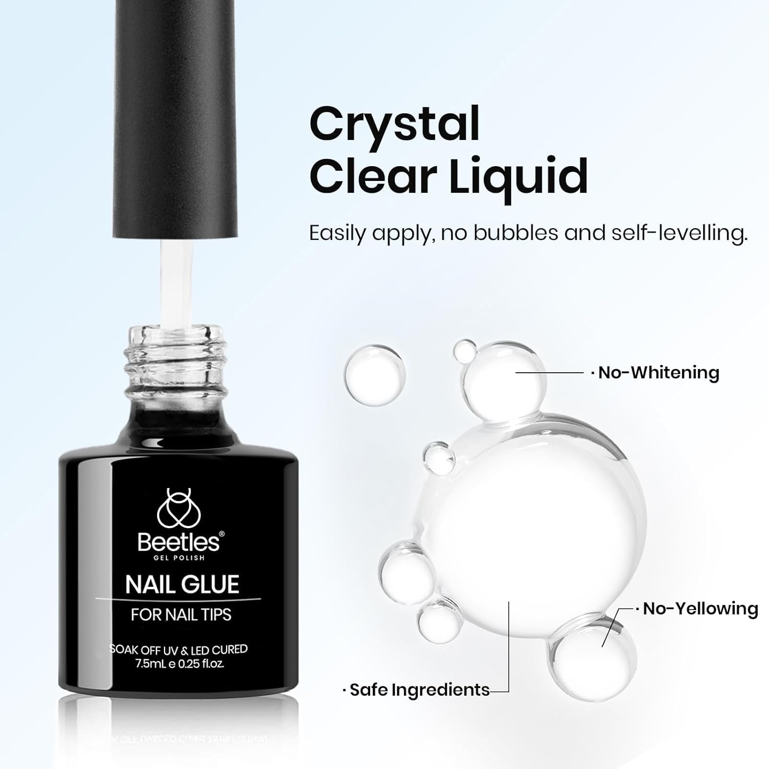 beetles Gel Polish 9 in 1 Gel Nail Glue for Clear Acrylic Nails Tips, Long Lasting Super Strong Brush Nail Glue for Fake Nails, Base Blooming Nail Gel, New Safe Formula, U V Light Cure-Velvo Beauty