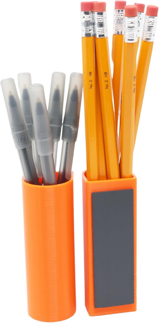 Magnetic Pen Holder, Marker Holder and Pencil Holder for Refrigerator, Locker, Whiteboard or Desk (Small, Pumpkin, Set of 2)-Velvo Beauty