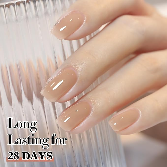 Double Rhythm 0.50 OZ Translucent Gel Polish Same Color Same Bottle Sheer Pastel Neutral Natural Milky 15 ML Jelly UV Nail Art DIY at Home (Translucent Tea-A1496)-Velvo Beauty