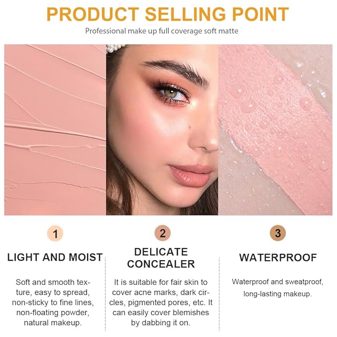 Pot Concealer with Makeup Brush Set,Tattoo Color Correcting Concealer,Full Face Color Correcting Conceal Foundation,Under Eye Concealer Brightener Dark Eye Ring corrector de ojeras (04-LIGHT)-Velvo Beauty