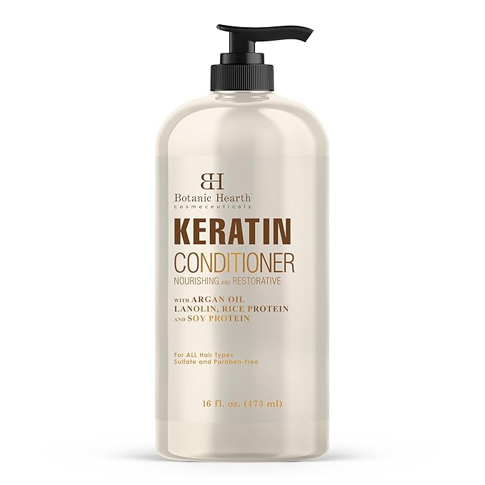 Botanic Hearth Keratin Conditioner with Argan Oil - Sulfate-Free Hair Treatment for All Hair Types, Normal, Dry or Damaged, Color Treated - 16 fl oz-Velvo Beauty