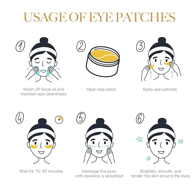 24K GOLD Eye Mask - 60 Pcs Collagen Under Eye Mask,Puffy Eyes and Dark Circles Treatments, Reduce Wrinkles and Fine Lines Undereye (Gold, 1)-Velvo Beauty