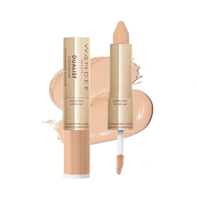Wander Beauty Dualist Matte and Illuminating Concealer Makeup - Light - Dual-Ended Matte Concealer Stick + Liquid Concealer - Full Coverage Concealer Brightens, Firms & Hydrates Under Eyes -0.28 fl oz-Velvo Beauty