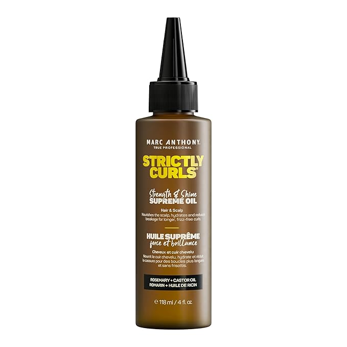 Marc Anthony Nourishing Scalp & Hair Supreme Oil, Strictly Curls - Adds Shine, Reduces Frizz and Breakage - For Curly Hair - Rosemary, Castor Oil - 4 fl oz-Velvo Beauty