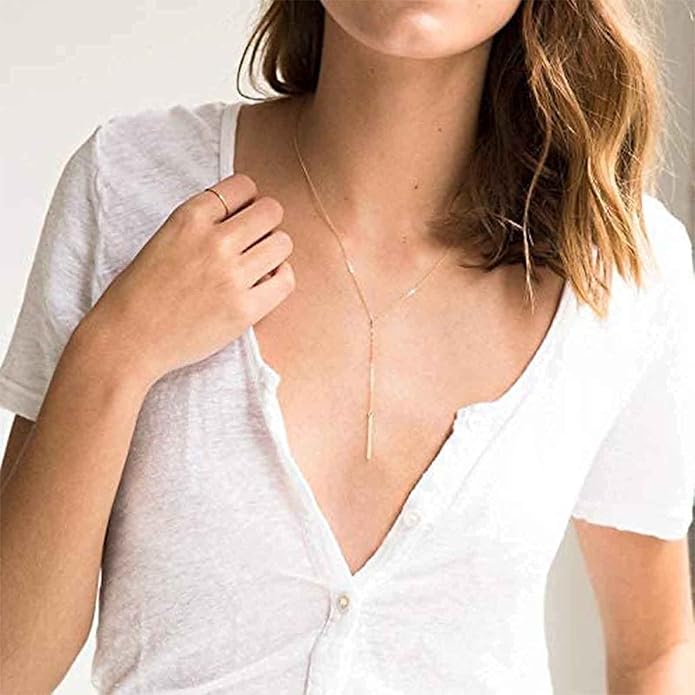 Boho Long Bar Necklace Choker Y Lariat Necklace Chain Minimalist Drop Necklace Jewelry for Women and Girls-Velvo Beauty
