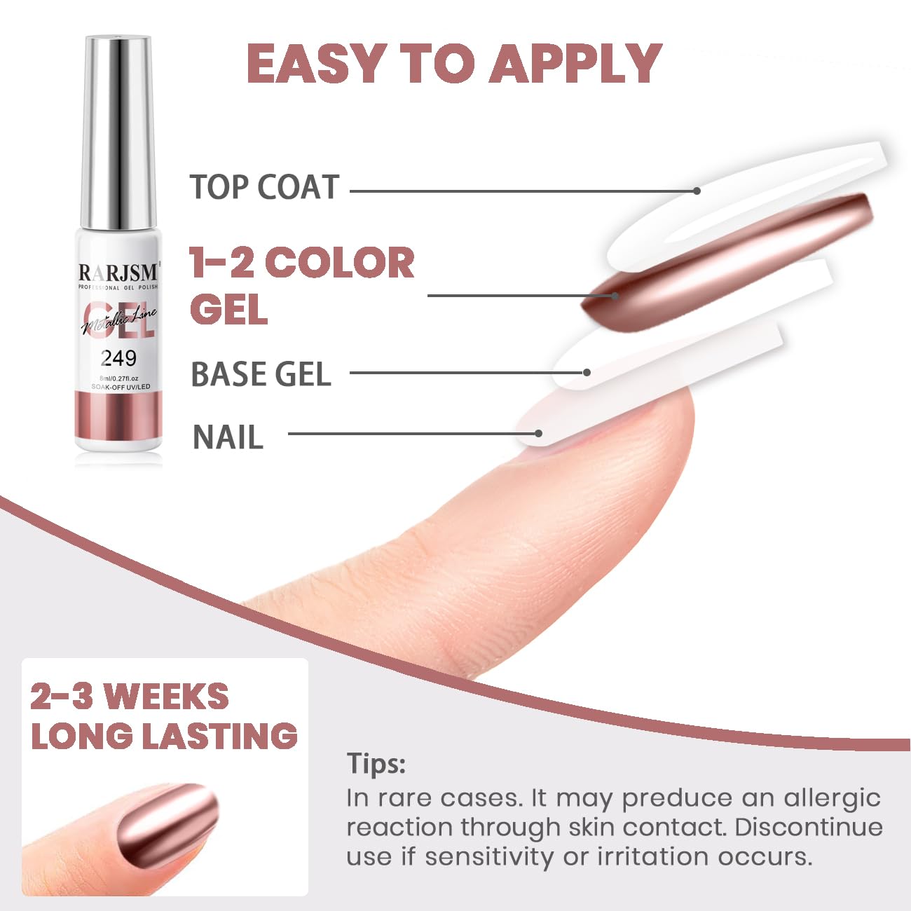 RARJSM Metallic Gel Liner Nail Art Rose Gold 3D Mirror Chrome Effect Gel Nail Polish 8ml Painting Build in Thin Brush Metal Painted Drawing Striper Gelpolish Soak off Curing Requires for Home Salon-Velvo Beauty