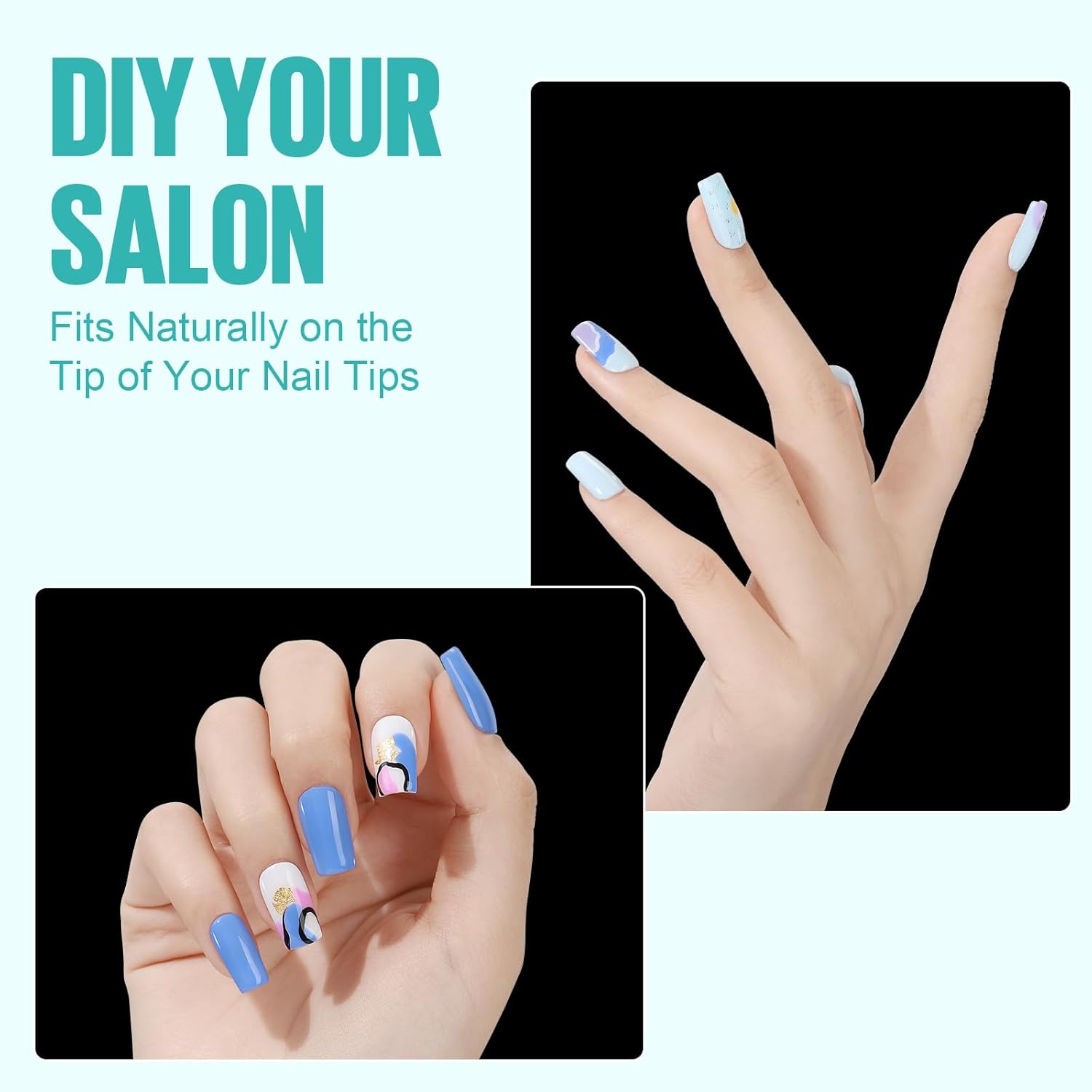 TOMICCA Fake Clear Nails, Short Square False Nail Tips, 216Pcs Nail Extension Tips for DIY Salon Gift-Velvo Beauty