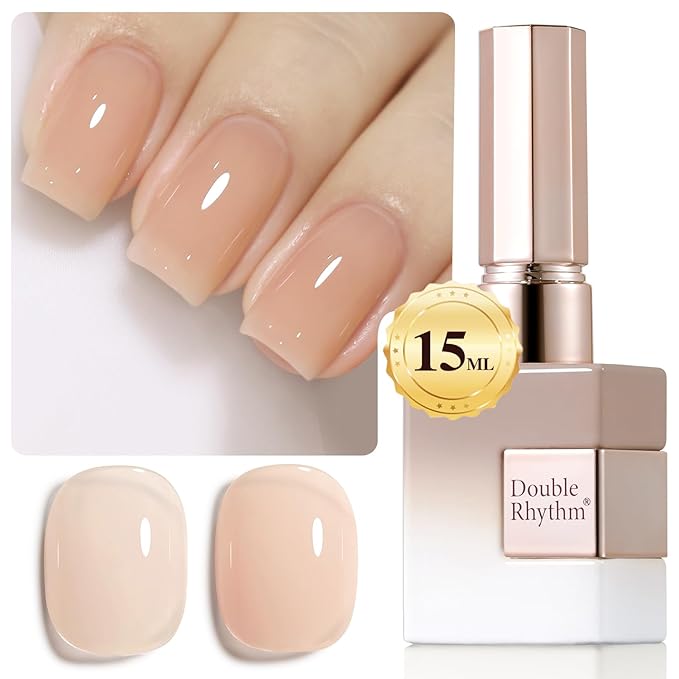 Double Rhythm 0.5Oz Translucent Gel Polish Sheer Neutral Natural Light Milky Same Color Same Bottle 15ML Jelly Gel Polish Art DIY at Home (Milky Nude-A1358)-Velvo Beauty