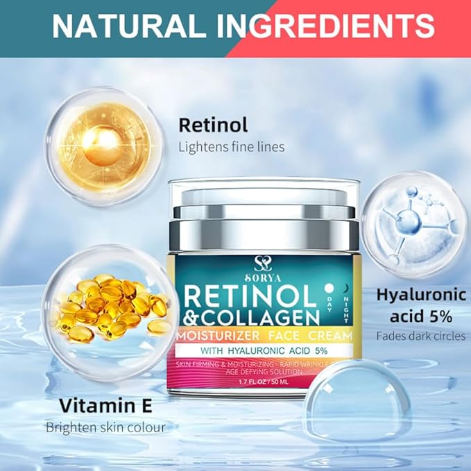 Retinol & Collagen Face Cream – Anti-Aging Moisturizer for Wrinkles & Fine Lines | Hyaluronic Acid & Peptides | Hydrates & Restores Skin Elasticity-Velvo Beauty