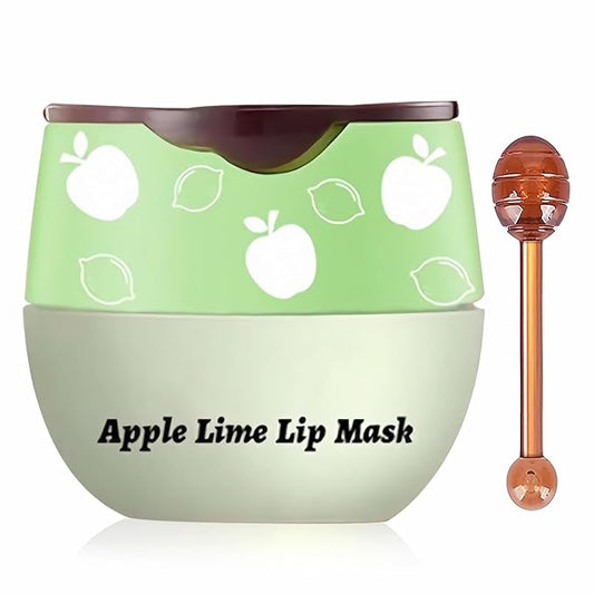 Apple Lime Sleeping Lip Mask, Bee Lip Balm Lip Mask Honey Pot, Lip Mask Overnight Propolis Moisturizing Lip Balm with Stick, Hydrating Repair Prevention Dry & Cracked Lip Scrubs Exfoliato-Velvo Beauty
