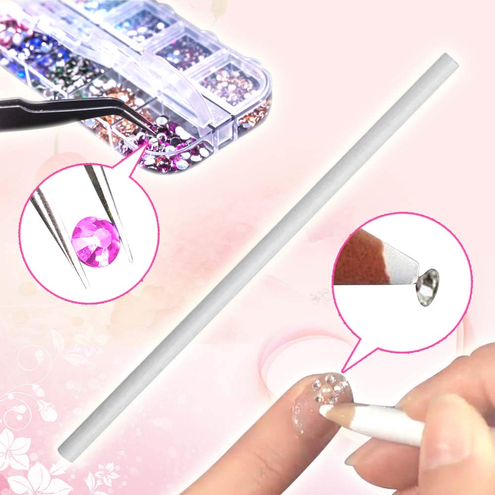 6400pcs Nail Art Rhinestones, Nail Crystal Gems Nail Diamonds, Gold Silver Nail Studs Colorful Nail Sequins & Rhinestones for Nails Kit with Tweezers and Wax Pen for Nail Art Supplies Accessories-Velvo Beauty