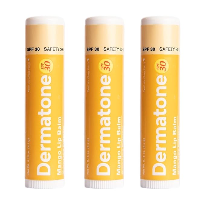 Dermatone Mango Lip Balm | Moisturizing Lip Care | Soothe & Replenish Chapped Lips | Aloe, Vitamin E | 3-Pack (Mango, 0.15oz sticks)-Velvo Beauty