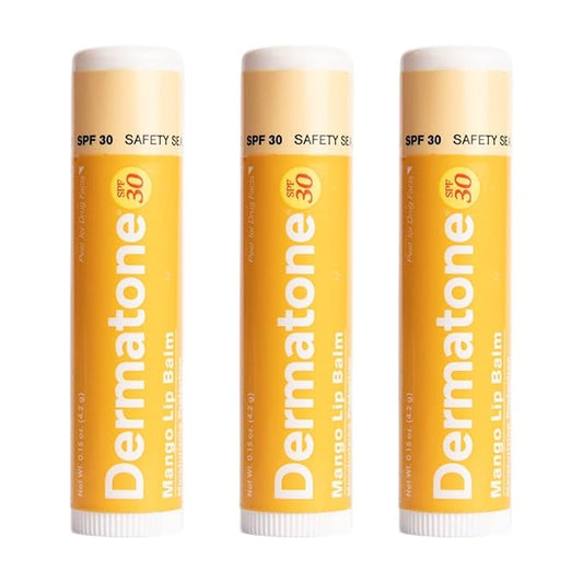 Dermatone Mango Lip Balm | Moisturizing Lip Care | Soothe & Replenish Chapped Lips | Aloe, Vitamin E | 3-Pack (Mango, 0.15oz sticks)-Velvo Beauty