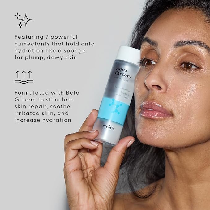 Stratia Aqua Factory Hydrating Toner with Beta Glucan, 7 Moisturizing Factors & Peptides for Barrier Repair, Nourishing Dry & Sensitive Skin, 4oz-Velvo Beauty
