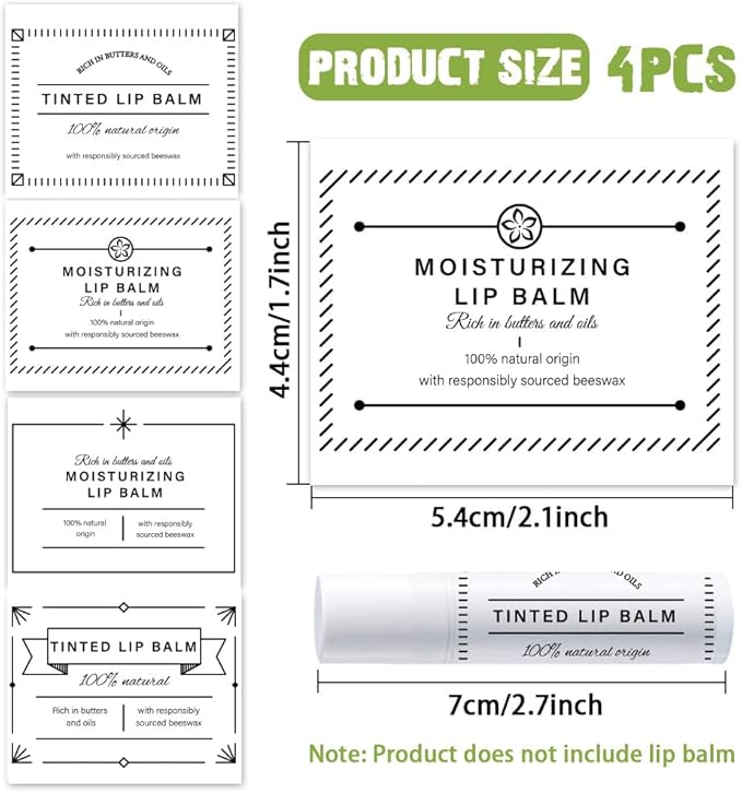 OLYCRAFT 100Pcs Self-Adhesive Lip Balm Tag Stickers 1.7x2.1 inch Waterproof Adhesive Label with Simple Label Rectangle Lipstick Tag Sticker for Lip Balm Container Tubes Lipstick Wrapping Decoration-Velvo Beauty