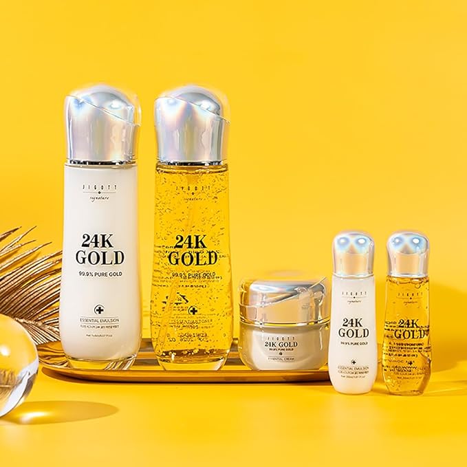 Signature 24K Gold Essential Skin Care 3 Set Toner, Emulsion, Cream Set (24K Gold)-Velvo Beauty